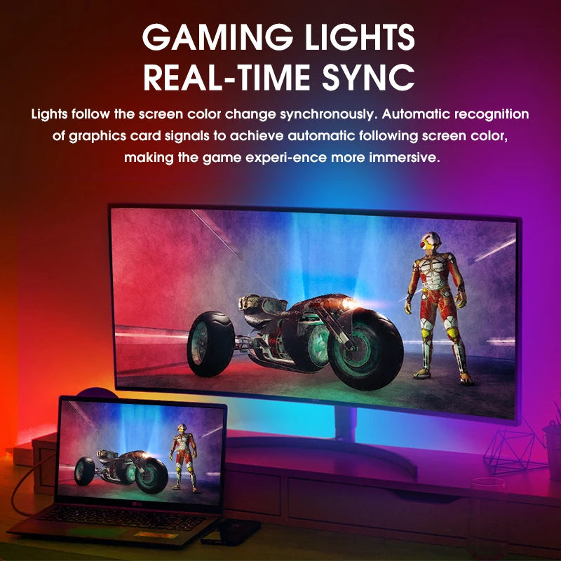 Ambiente Imersivo: Tira de Luz RGB para Monitor de Computador e Setup de Jogos
