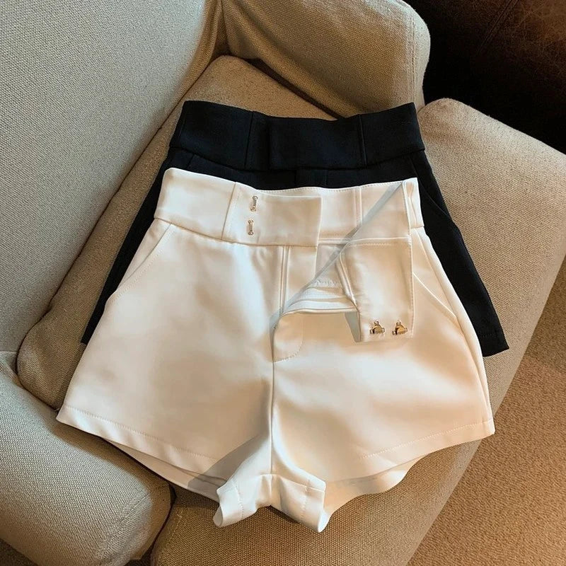 Shorts Pretos de Cintura Alta para Mulheres da MEXZT