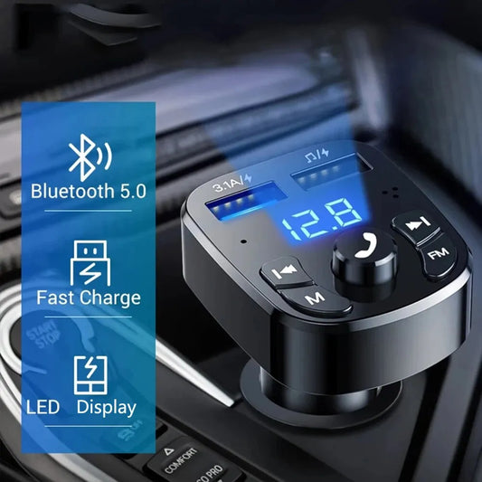 Reprodutor de MP3 para Carro com Carregador USB Duplo Rápido, Receptor Bluetooth FM