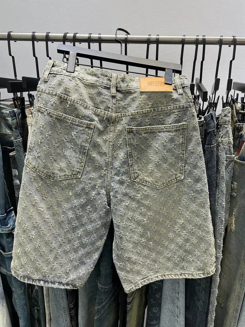 Shorts Jeans Masculinos Leves e Desgastados - Estilo Casual de Verão e Design Moderno